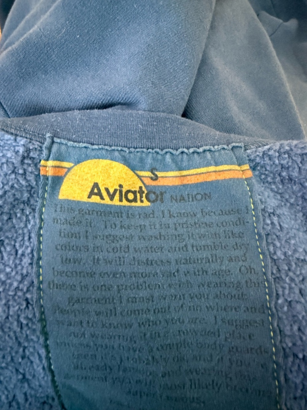 Aviator Nation Blue Crewneck Sweatshirt with Rainbow Logo Small - Picture 3 of 3